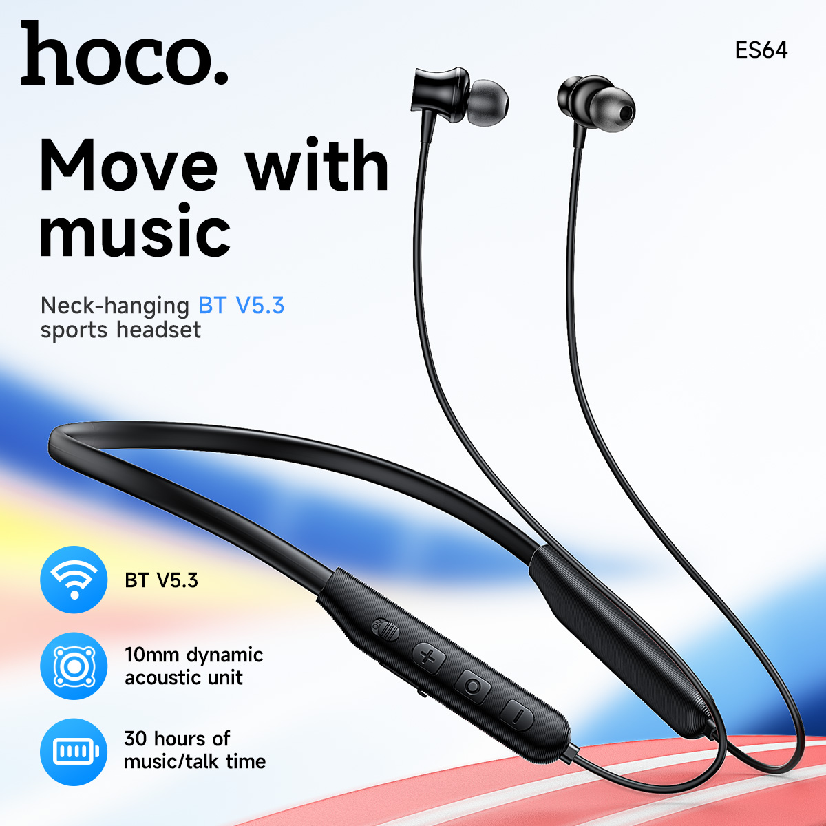 Magnetic Neckband Sports Earphones - HOCO Auricolari Bluetooth 5.3 wireless con