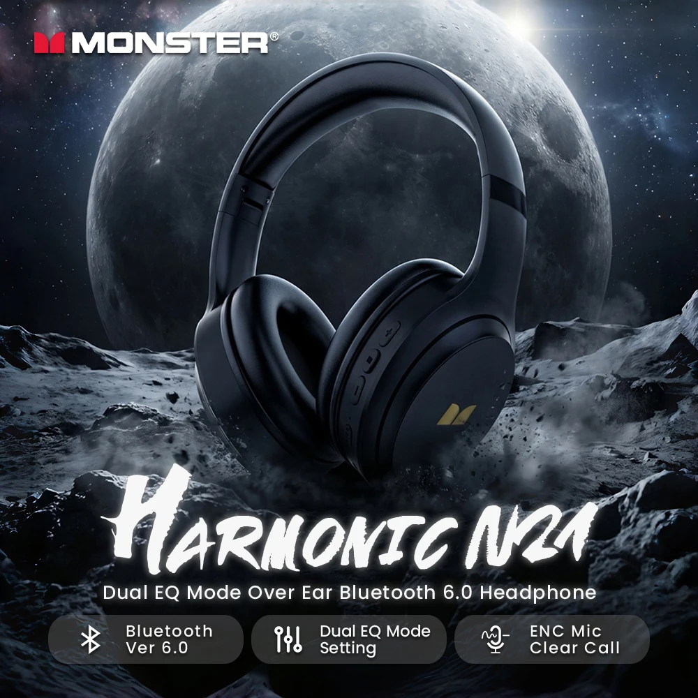 Anc Wireless Over Ear Headphones - Cuffie Monster Harmonic N21 Bluetooth 6.0